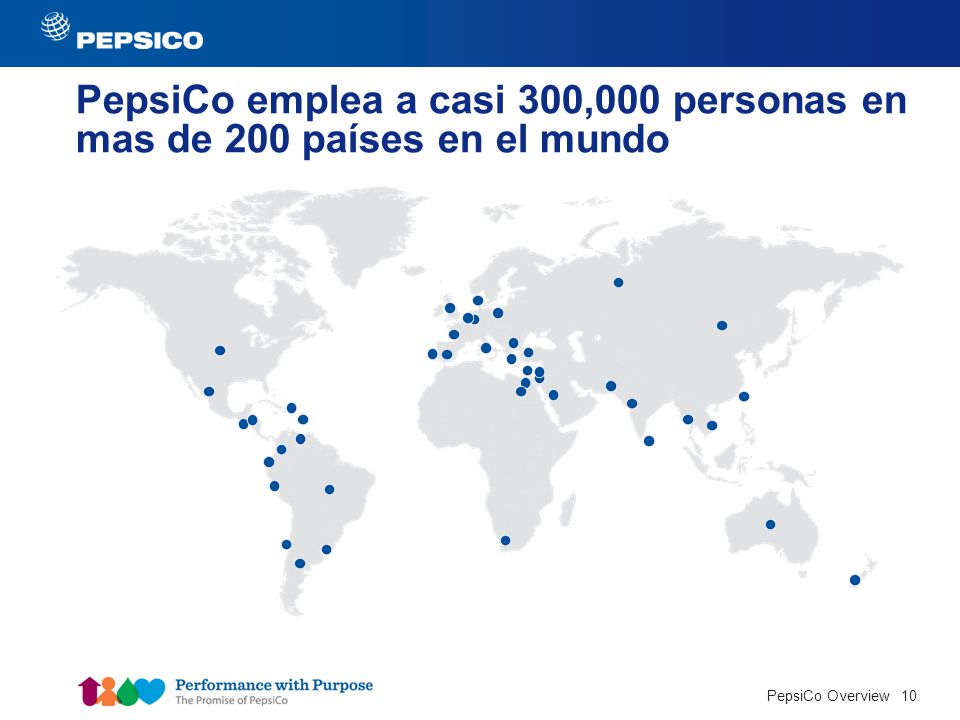 PepsiCo emplea a casi 300,000 personas en mas de 200 países en el mundo