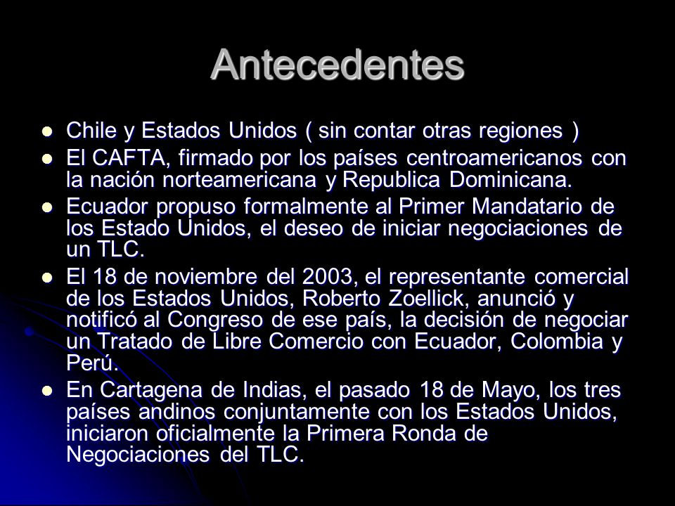 Antecedentes Chile y Estados Unidos ( sin contar otras regiones )