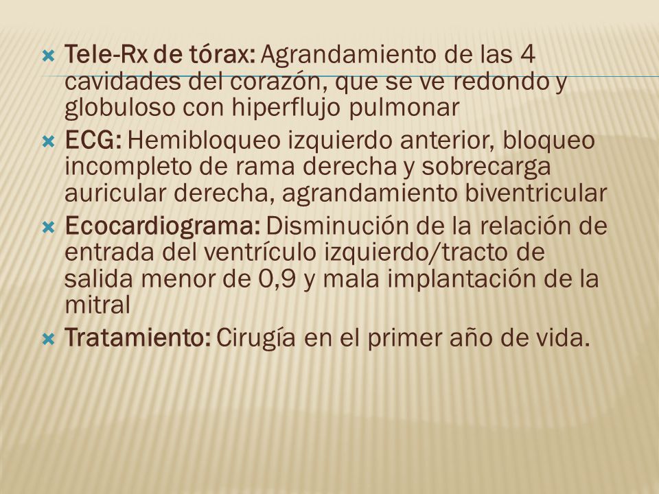 Tele-Rx de tórax: Agrandamiento de las 4 cavidades del corazón, que se ve redondo y globuloso con hiperflujo pulmonar