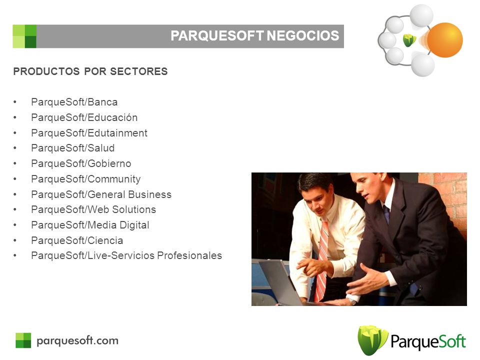 PARQUESOFT NEGOCIOS PRODUCTOS POR SECTORES ParqueSoft/Banca