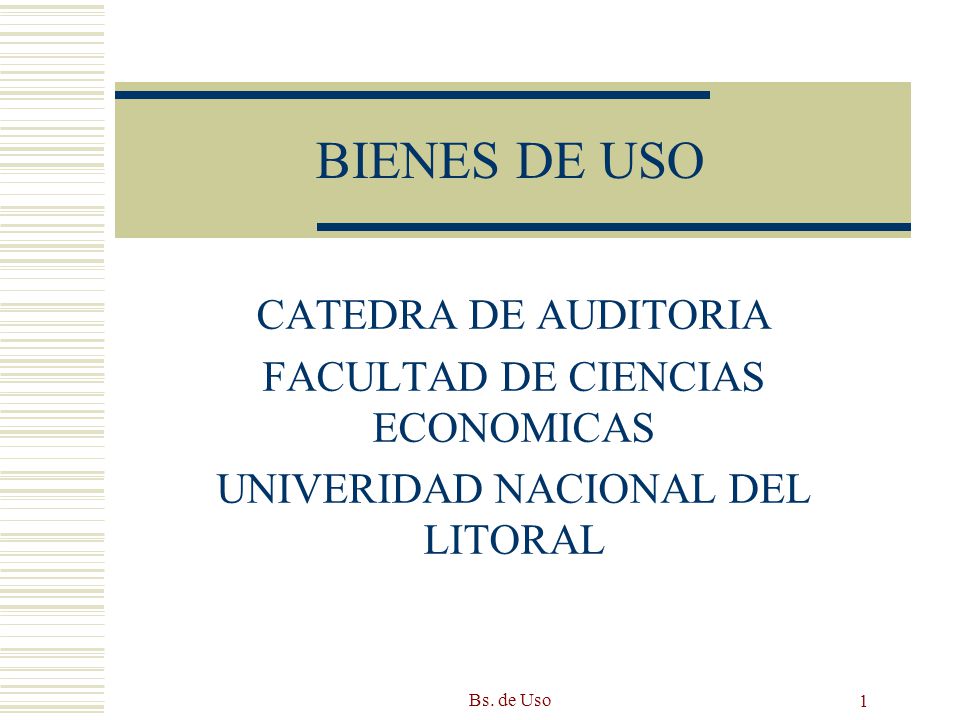 BIENES DE USO CATEDRA DE AUDITORIA FACULTAD DE CIENCIAS ECONOMICAS