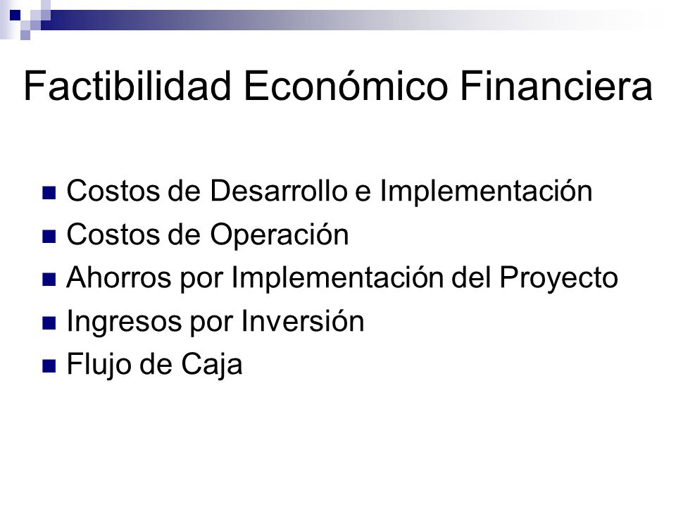 Factibilidad Económico Financiera