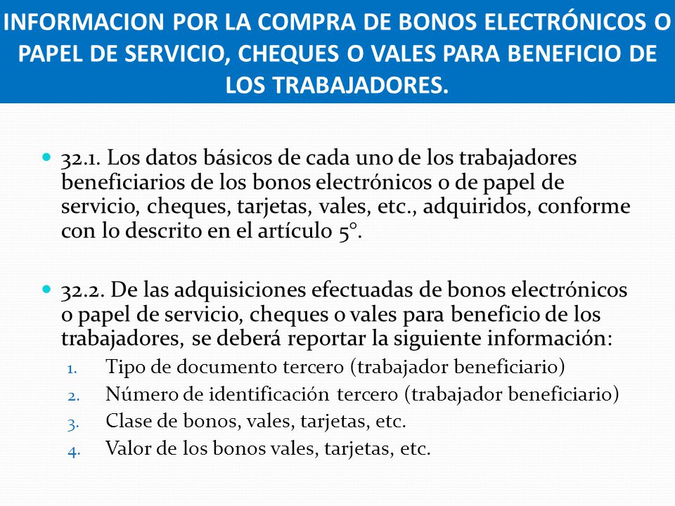INFORMACION POR LA COMPRA DE BONOS ELECTRÓNICOS O PAPEL DE SERVICIO, CHEQUES O VALES PARA BENEFICIO DE LOS TRABAJADORES.
