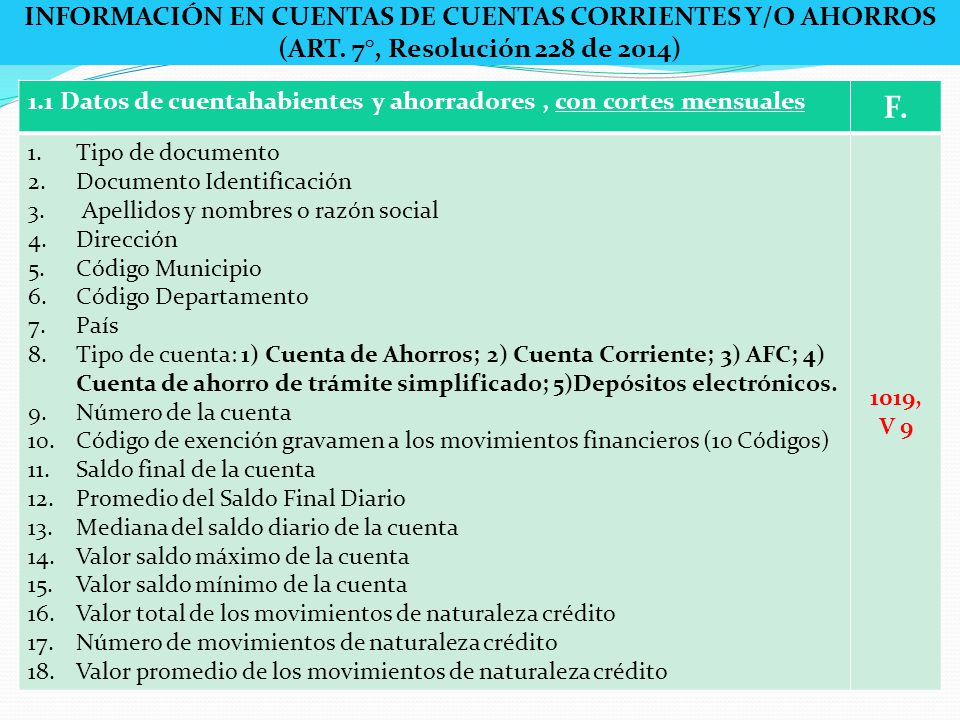 INFORMACIÓN EN CUENTAS DE CUENTAS CORRIENTES Y/O AHORROS