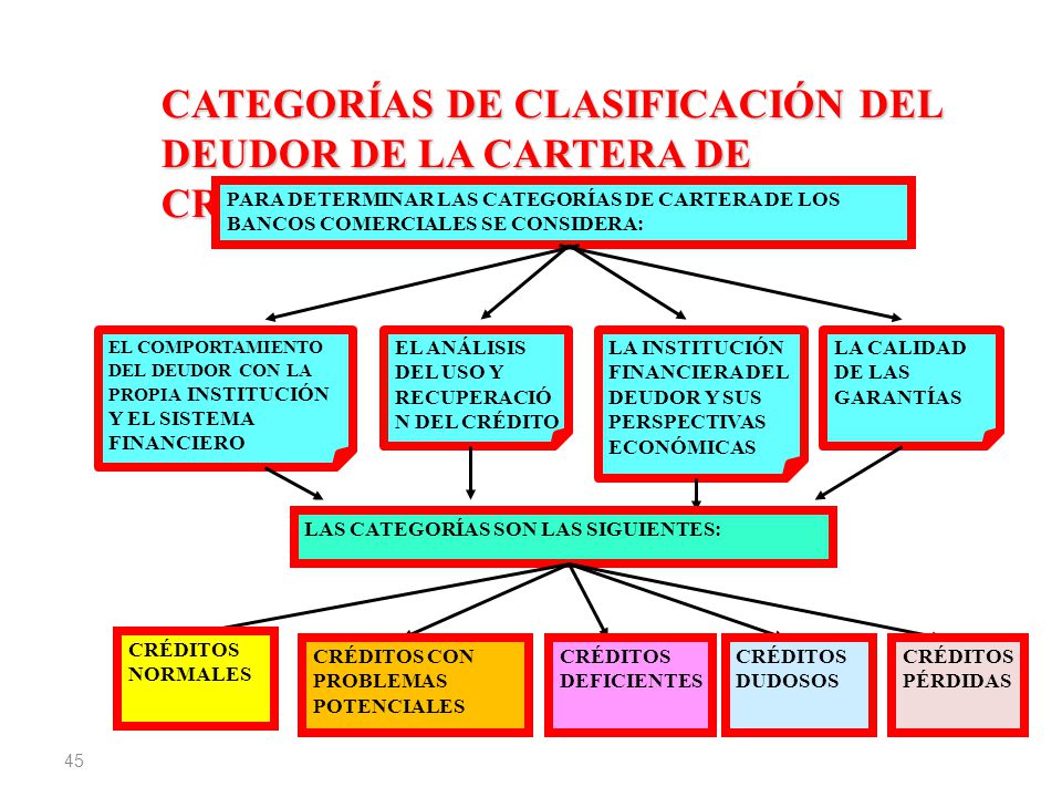 CATEGORÍAS DE CLASIFICACIÓN DEL DEUDOR DE LA CARTERA DE CRÉDITOS