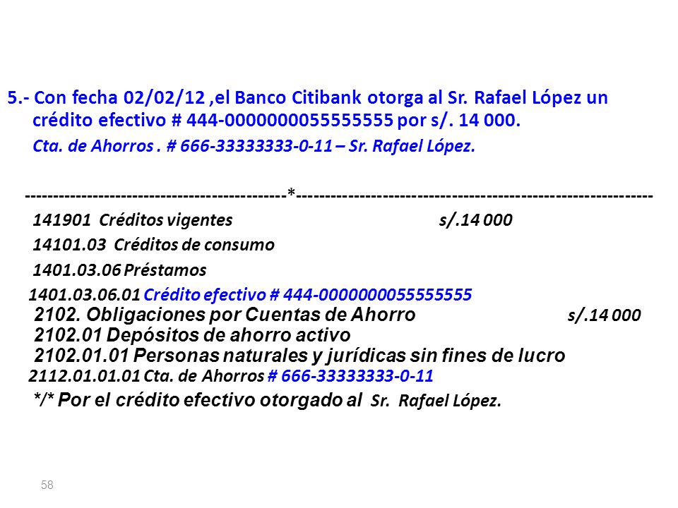 5. - Con fecha 02/02/12 ,el Banco Citibank otorga al Sr