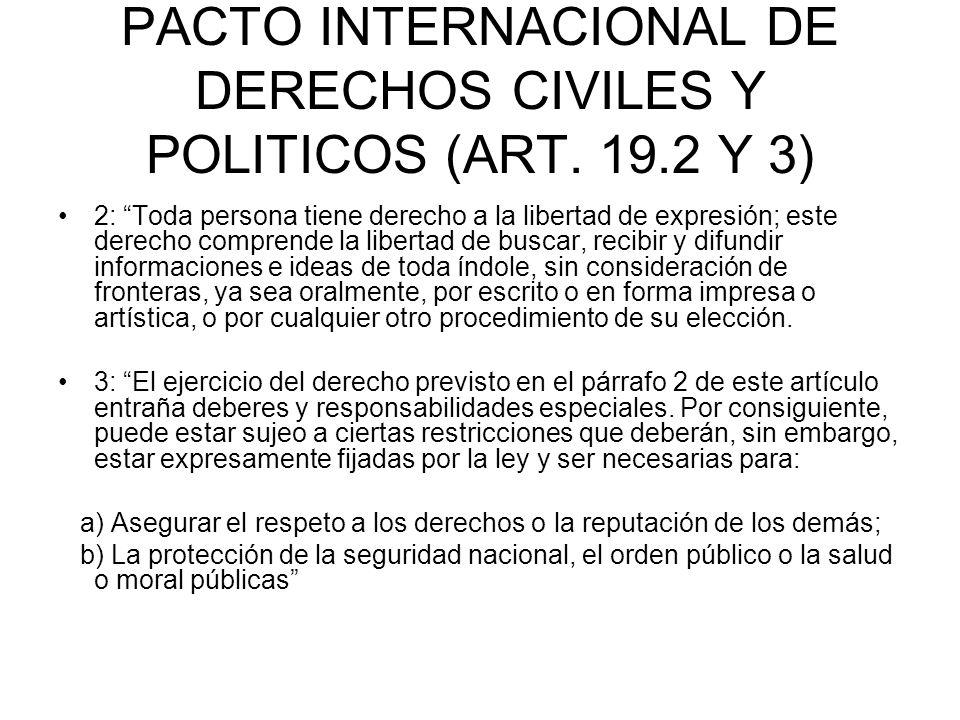 PACTO INTERNACIONAL DE DERECHOS CIVILES Y POLITICOS (ART Y 3)