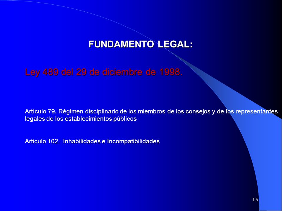 FUNDAMENTO LEGAL: Ley 489 del 29 de diciembre de 1998.