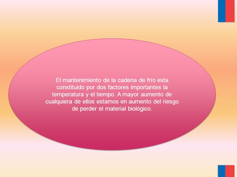 El mantenimiento de la cadena de frío esta constituido por dos factores importantes la temperatura y el tiempo.