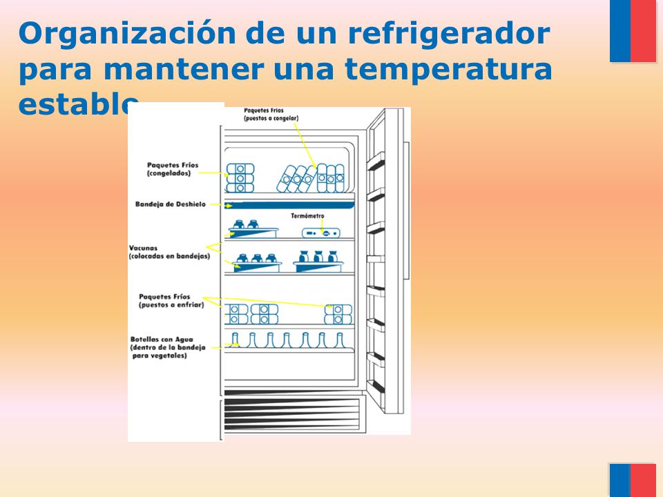 Organización de un refrigerador para mantener una temperatura estable