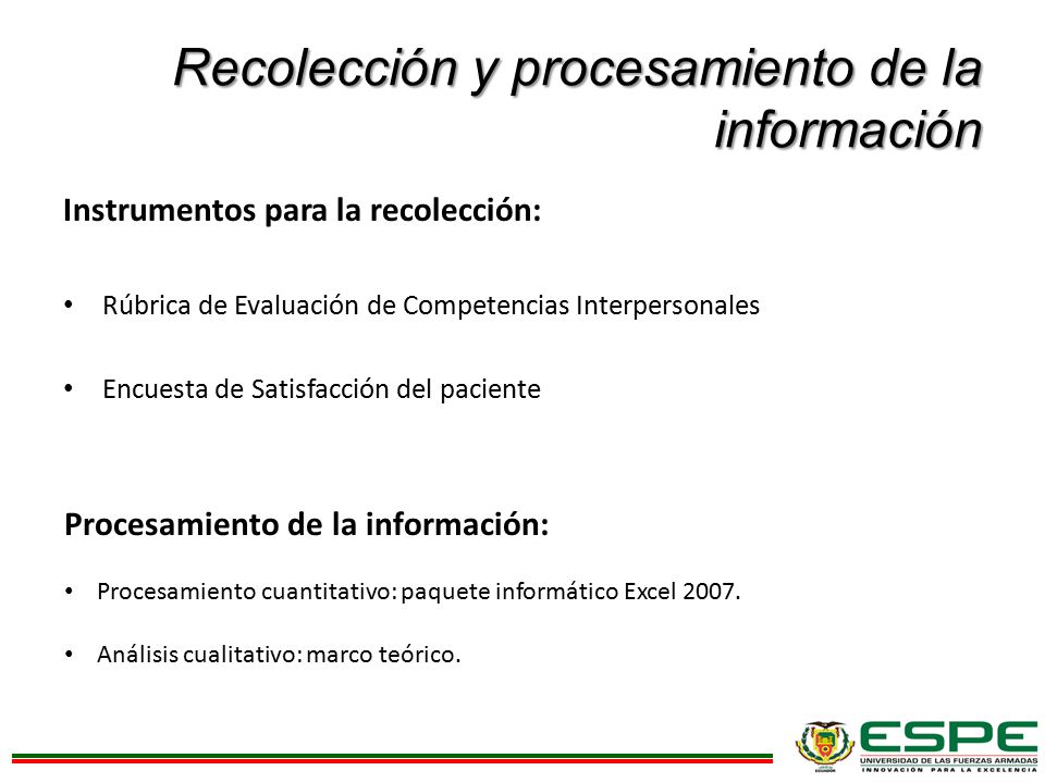 Recolección y procesamiento de la información