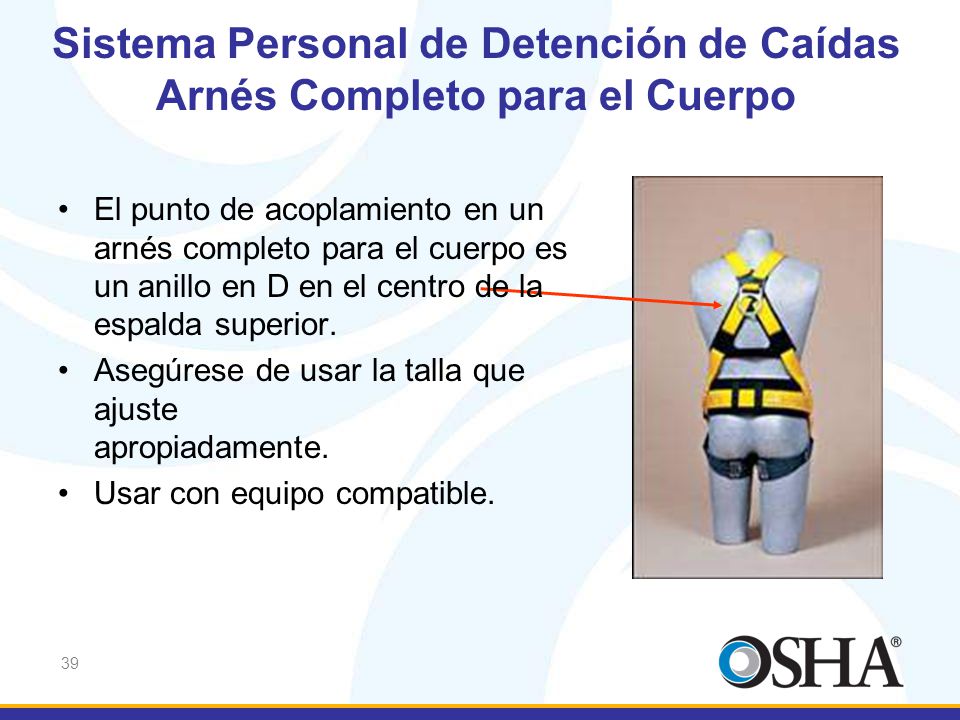 Sistema Personal de Detención de Caídas Arnés Completo para el Cuerpo