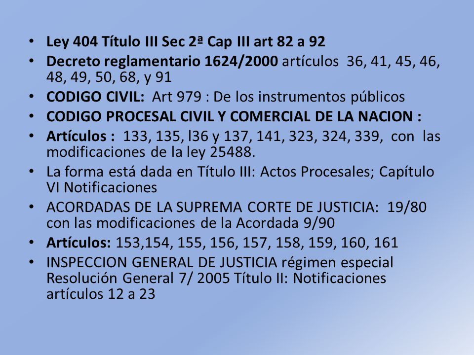 Ley 404 Título III Sec 2ª Cap III art 82 a 92