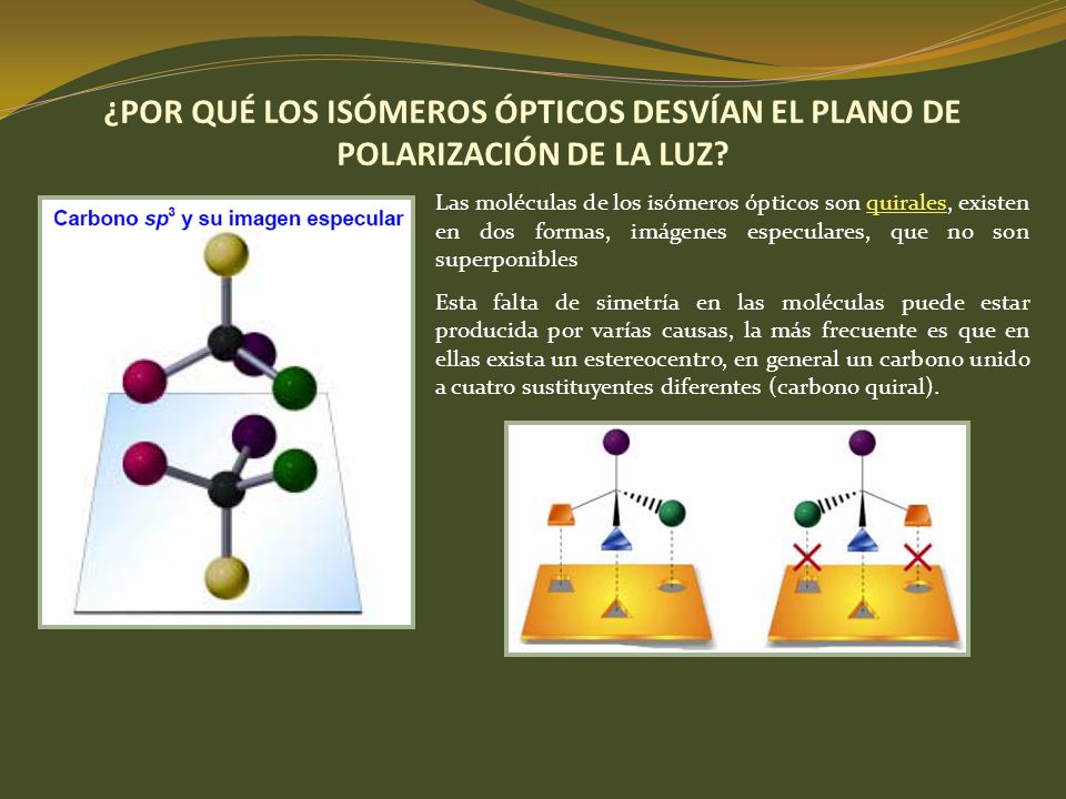 ¿POR QUÉ LOS ISÓMEROS ÓPTICOS DESVÍAN EL PLANO DE POLARIZACIÓN DE LA LUZ