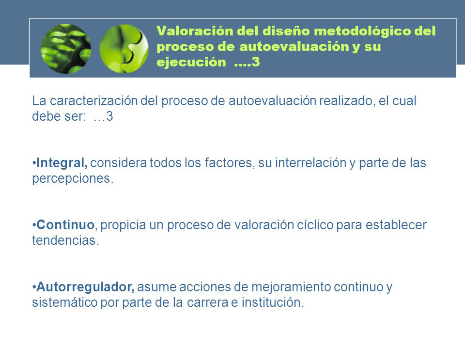 Valoración del diseño metodológico del proceso de autoevaluación y su ejecución ….3