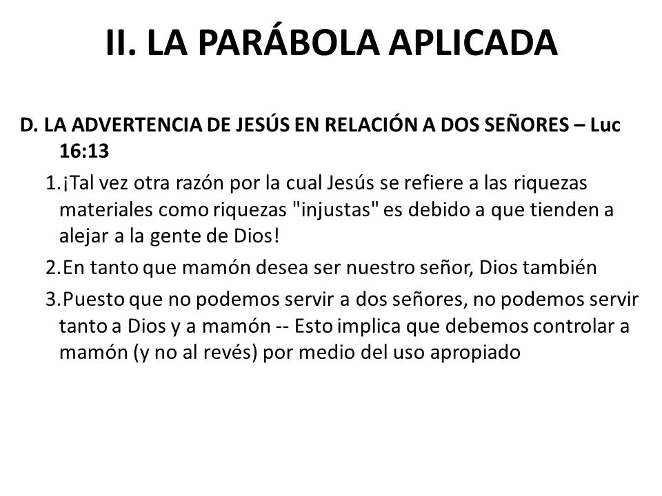 II. LA PARÁBOLA APLICADA
