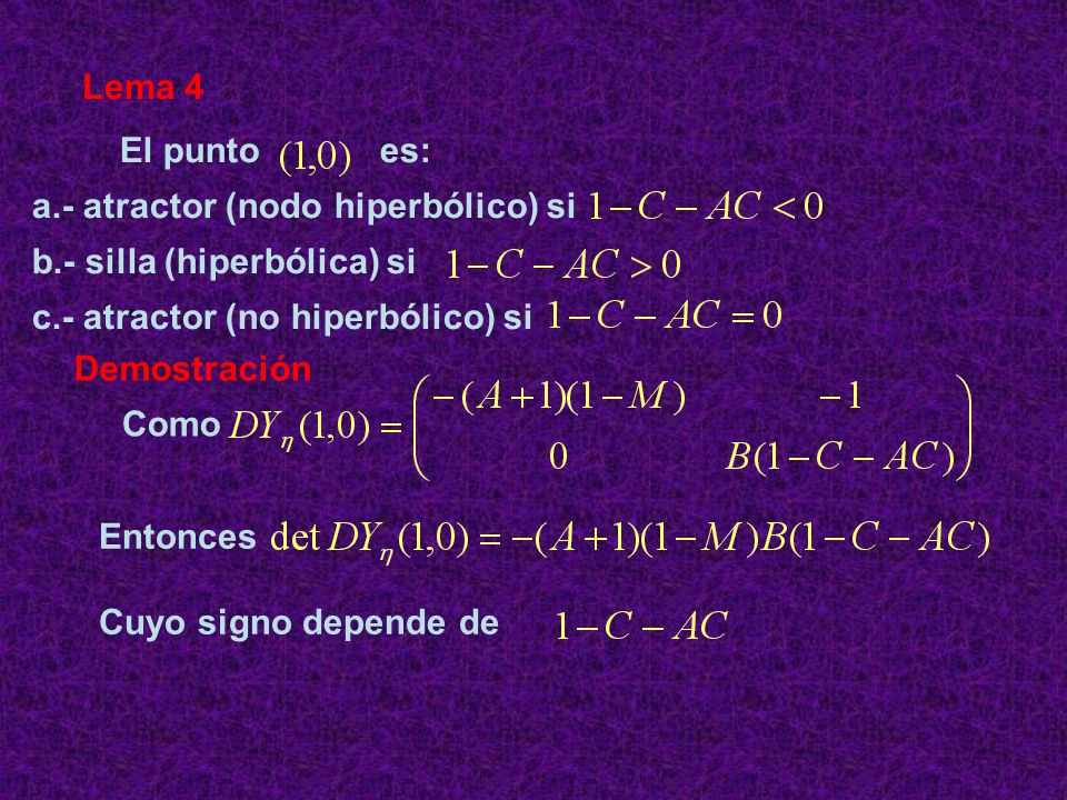 a.- atractor (nodo hiperbólico) si b.- silla (hiperbólica) si