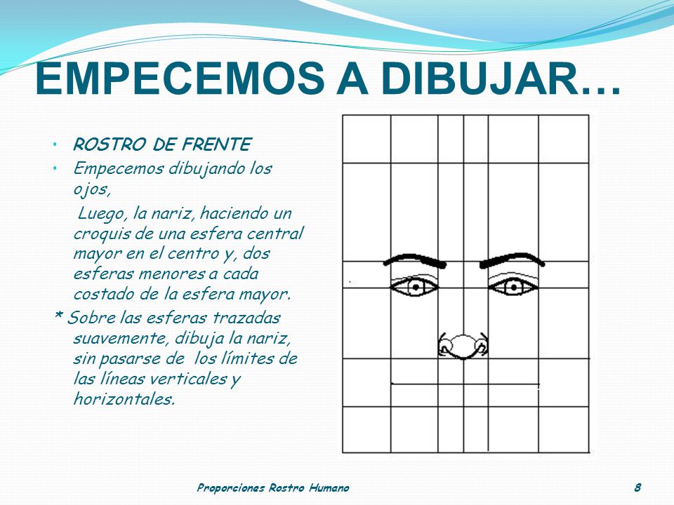 EMPECEMOS A DIBUJAR… ROSTRO DE FRENTE Empecemos dibujando los ojos,