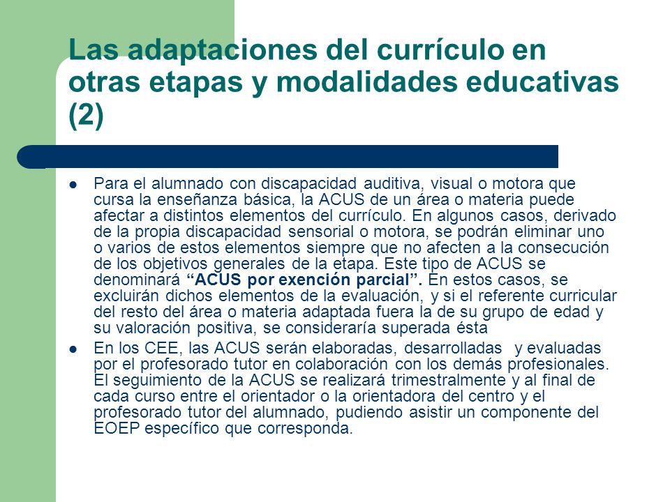 Las adaptaciones del currículo en otras etapas y modalidades educativas (2)