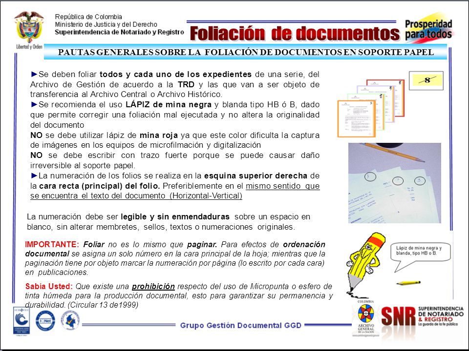 PAUTAS GENERALES SOBRE LA FOLIACIÓN DE DOCUMENTOS EN SOPORTE PAPEL