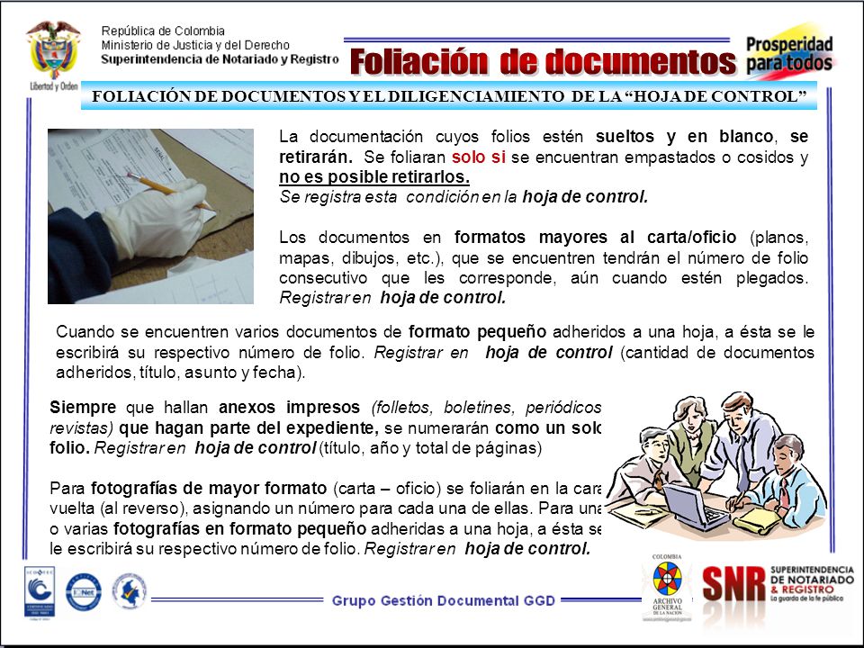 FOLIACIÓN DE DOCUMENTOS Y EL DILIGENCIAMIENTO DE LA HOJA DE CONTROL