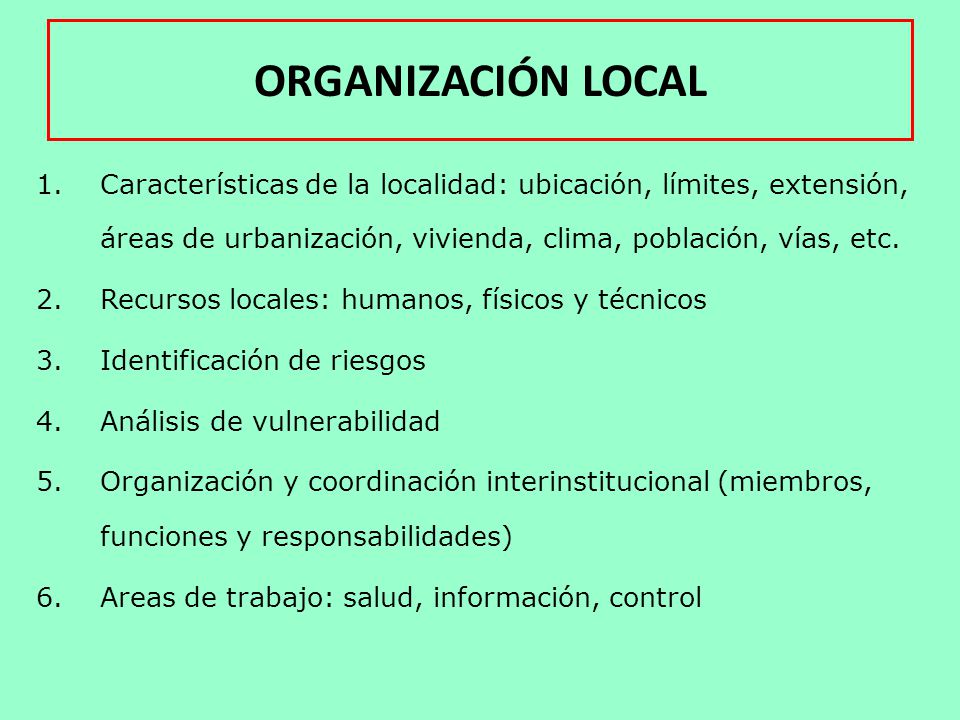 ORGANIZACIÓN LOCAL Características de la localidad: ubicación, límites, extensión, áreas de urbanización, vivienda, clima, población, vías, etc.