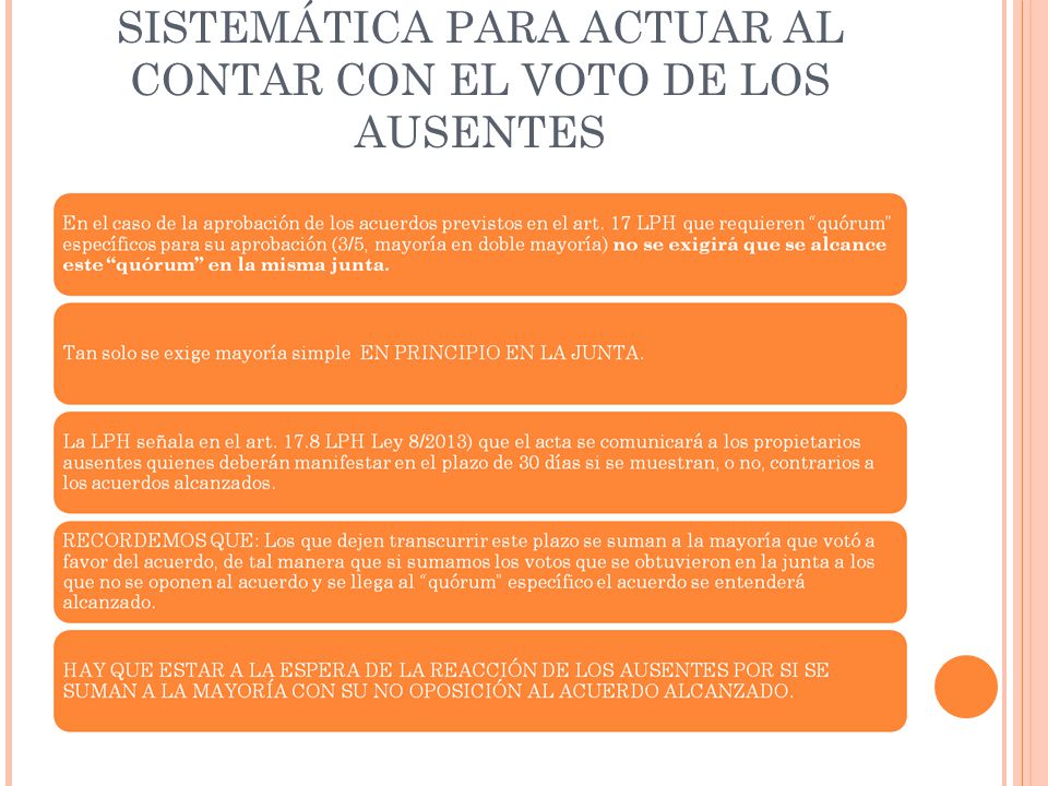 SISTEMÁTICA PARA ACTUAR AL CONTAR CON EL VOTO DE LOS AUSENTES