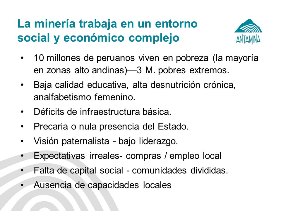 La minería trabaja en un entorno social y económico complejo