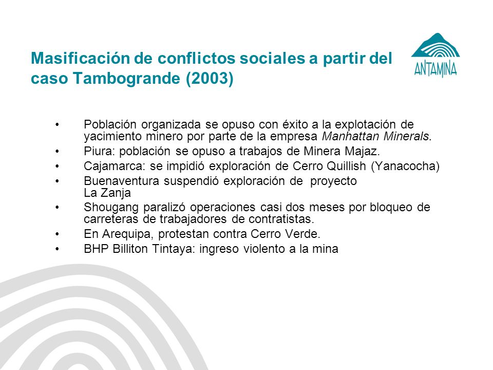 Masificación de conflictos sociales a partir del caso Tambogrande (2003)