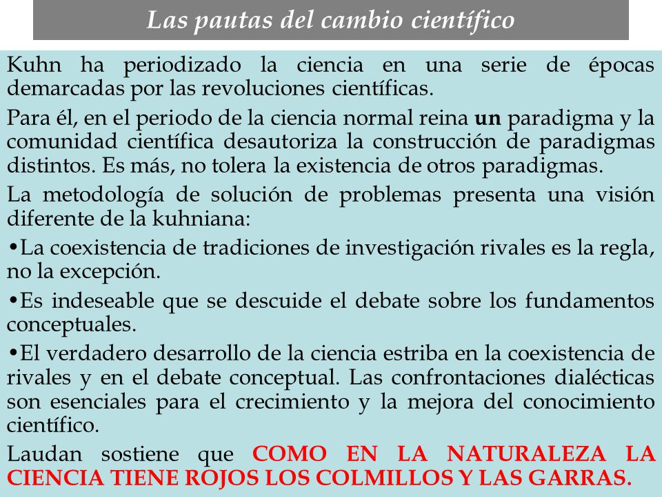 Las pautas del cambio científico