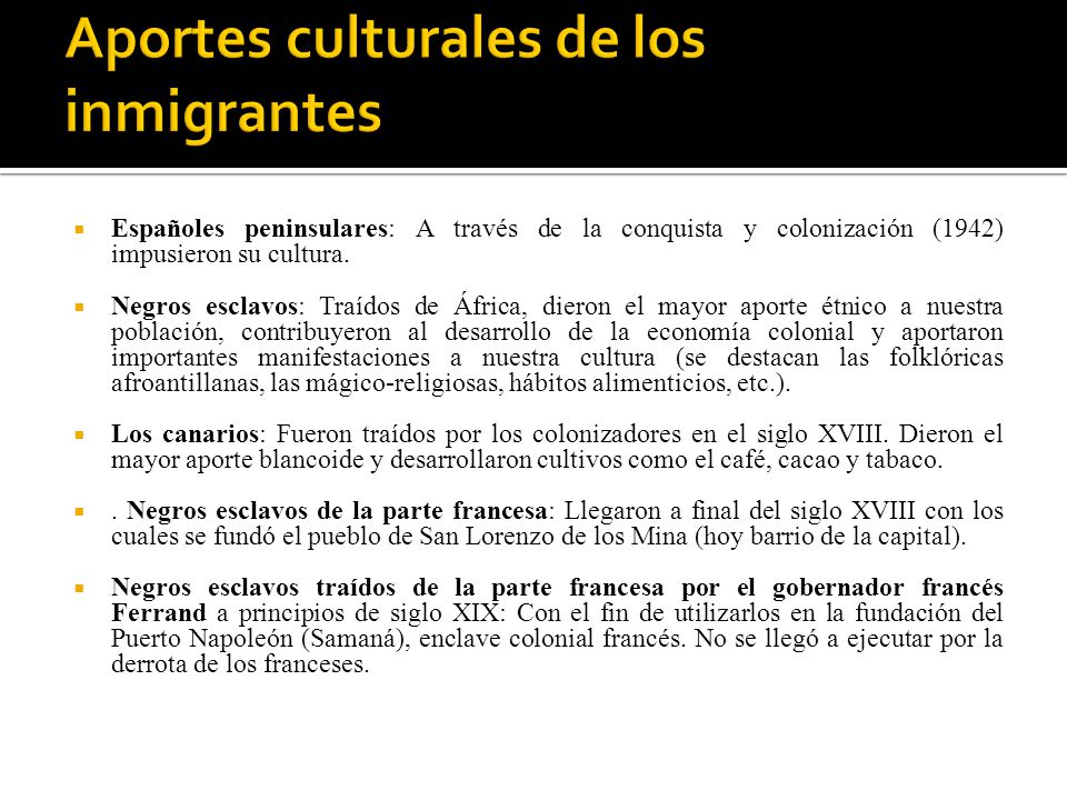 Aportes culturales de los inmigrantes