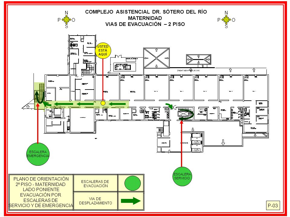 COMPLEJO ASISTENCIAL DR. SÓTERO DEL RÍO VIAS DE EVACUACIÓN – 2 PISO