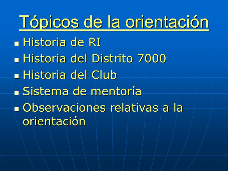 Tópicos de la orientación
