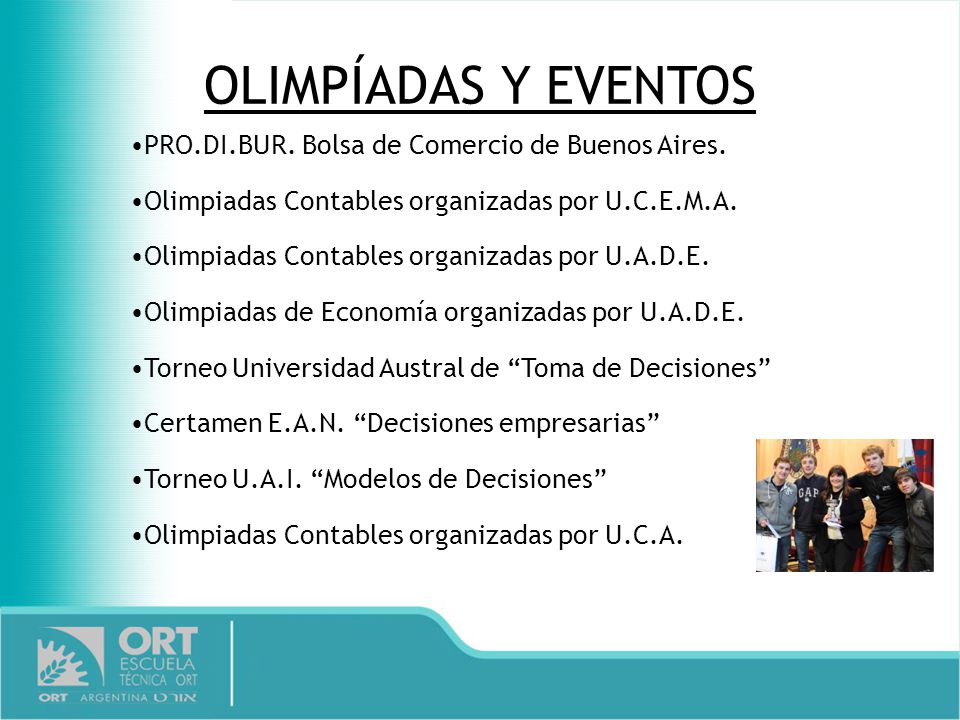 OLIMPÍADAS Y EVENTOS PRO.DI.BUR. Bolsa de Comercio de Buenos Aires.
