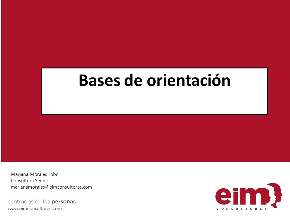 Bases de orientación Mariana Morales Lobo Consultora Sénior