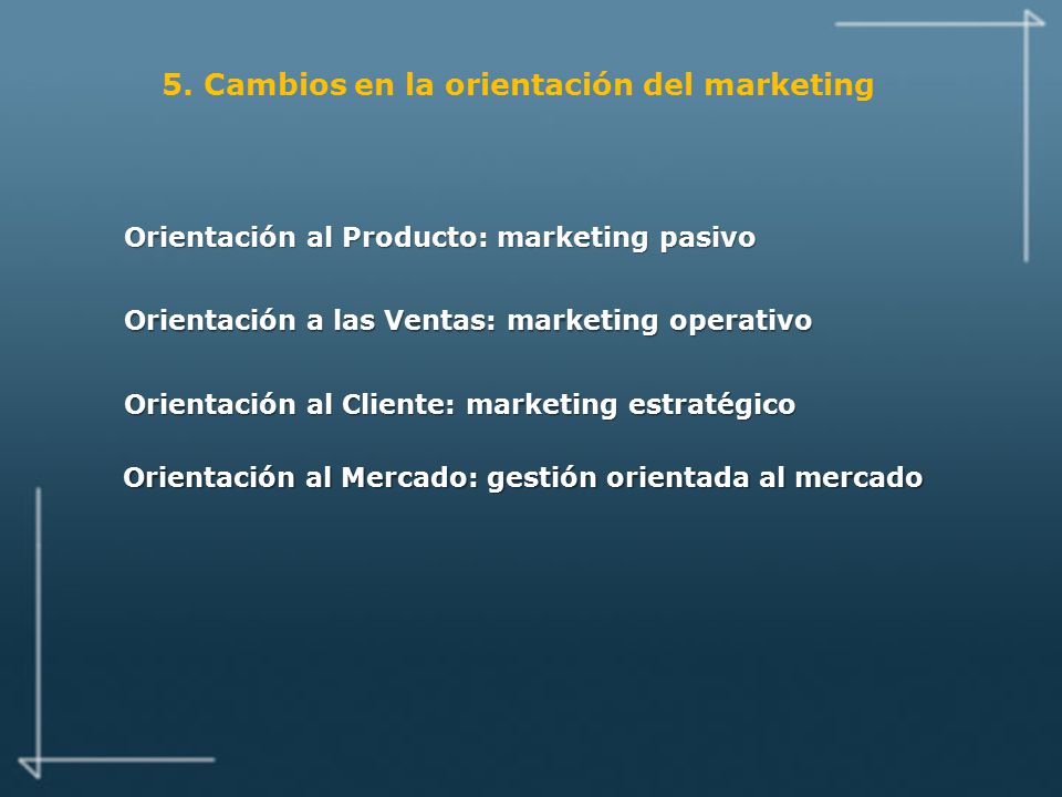 5. Cambios en la orientación del marketing