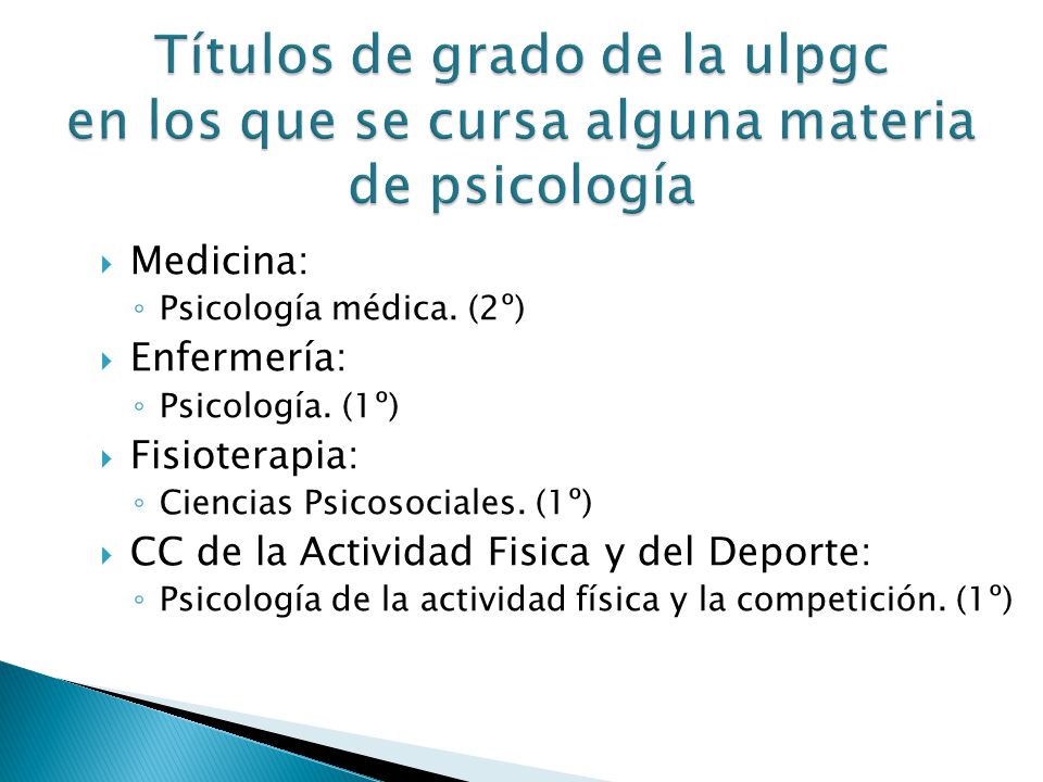 Títulos de grado de la ulpgc en los que se cursa alguna materia de psicología