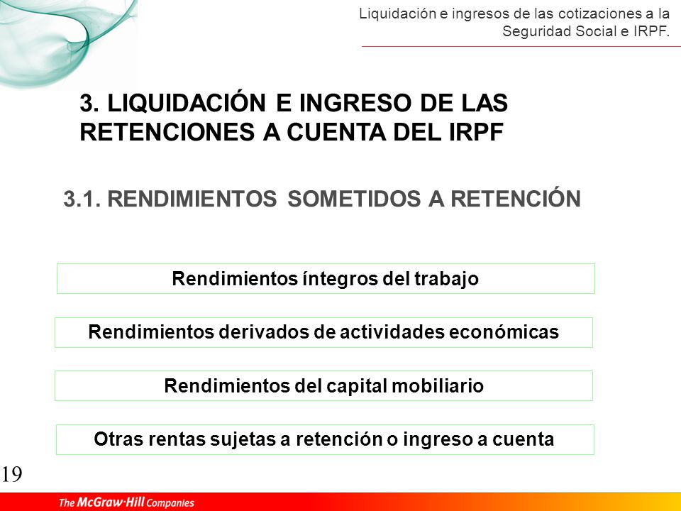 3. LIQUIDACIÓN E INGRESO DE LAS RETENCIONES A CUENTA DEL IRPF