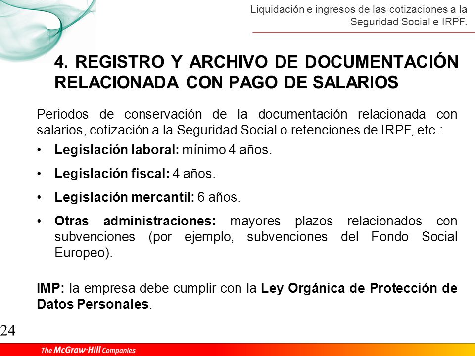 4. REGISTRO Y ARCHIVO DE DOCUMENTACIÓN RELACIONADA CON PAGO DE SALARIOS