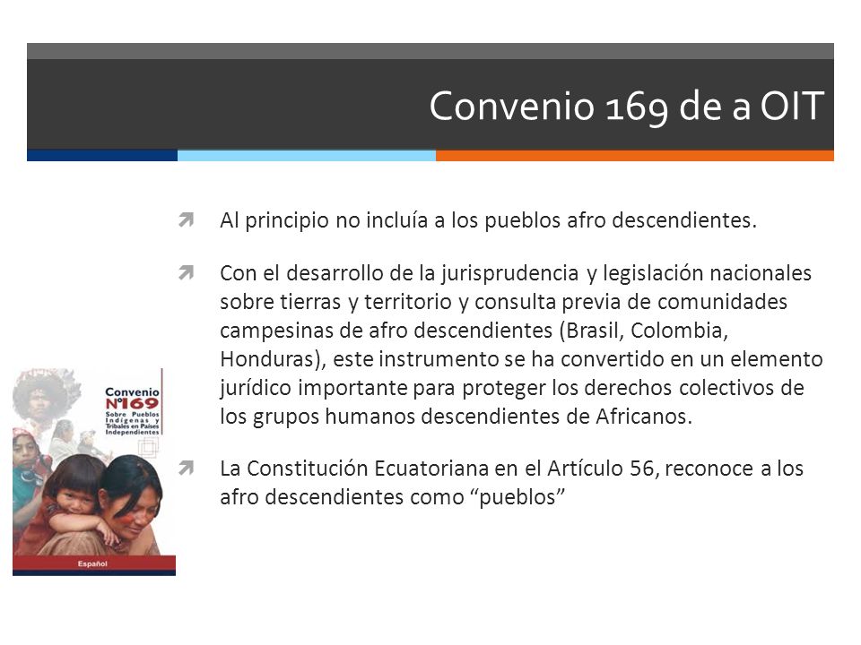 Convenio 169 de a OIT Al principio no incluía a los pueblos afro descendientes.