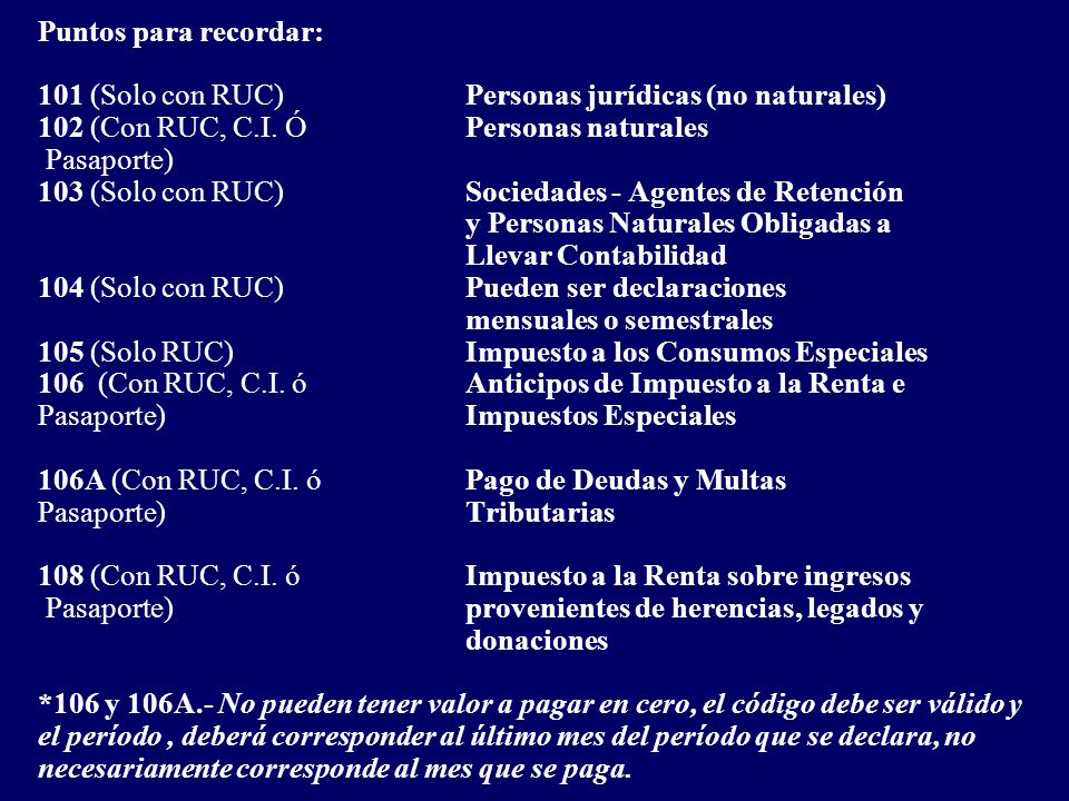 Puntos para recordar: 101 (Solo con RUC)