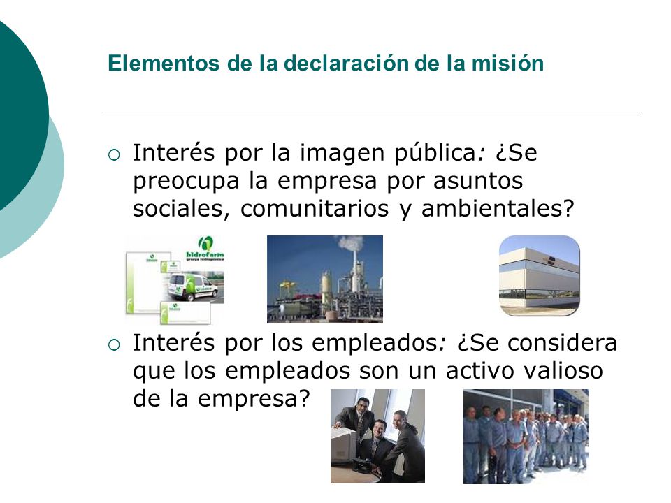 Elementos de la declaración de la misión