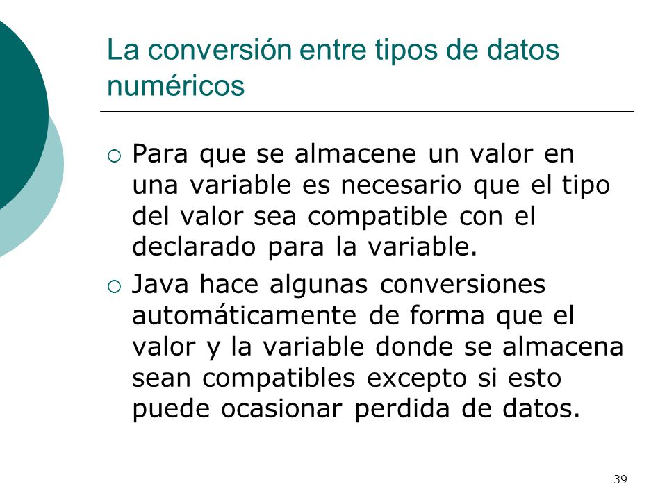 La conversión entre tipos de datos numéricos