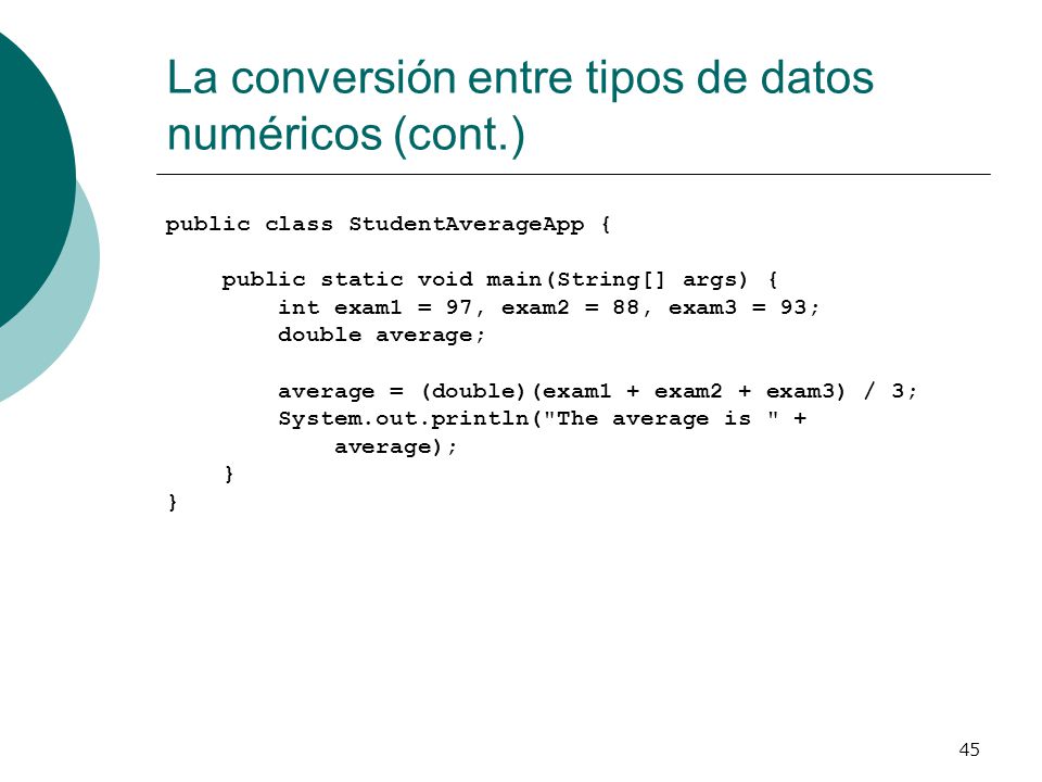 La conversión entre tipos de datos numéricos (cont.)