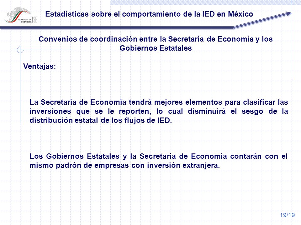 Convenios de coordinación entre la Secretaría de Economía y los Gobiernos Estatales