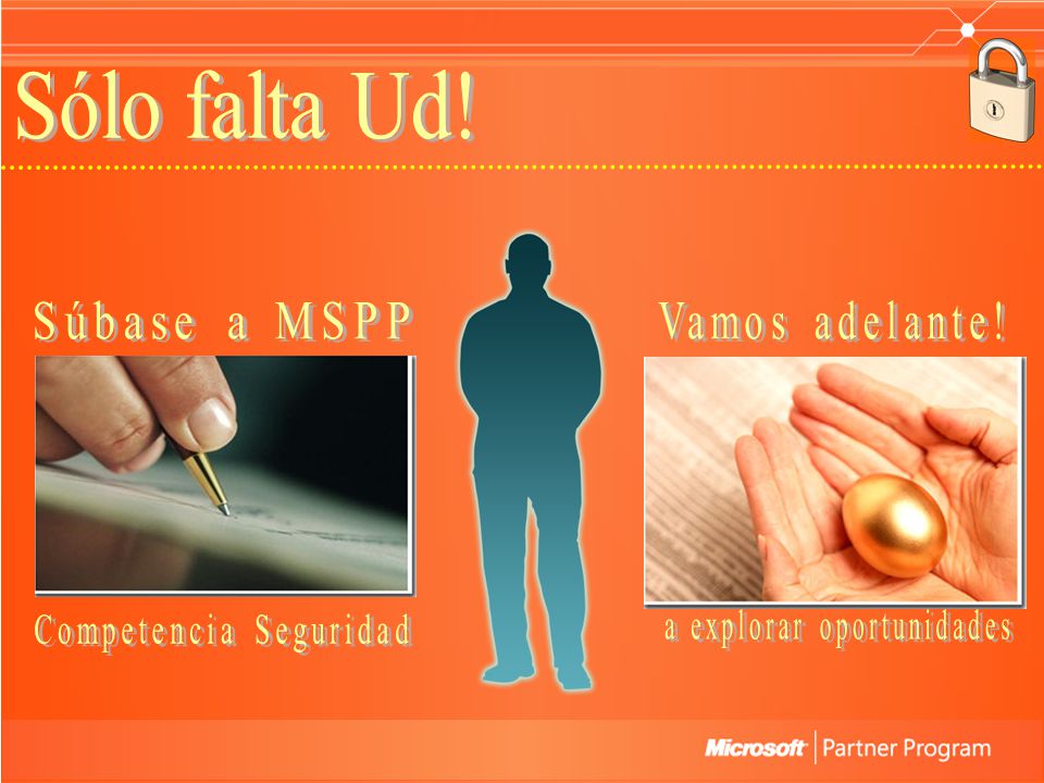Sólo falta Ud! Súbase a MSPP Vamos adelante! Competencia Seguridad