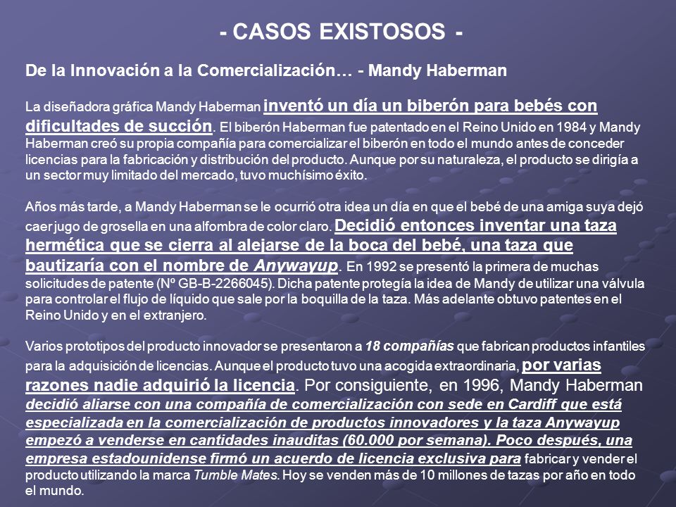 - CASOS EXISTOSOS - De la Innovación a la Comercialización… - Mandy Haberman.