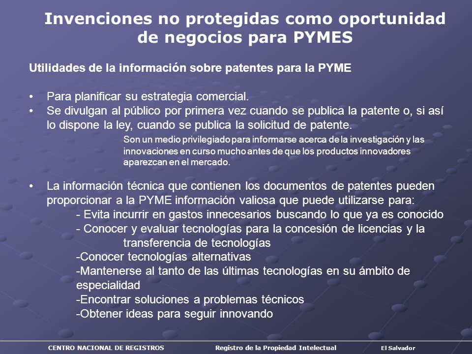 Invenciones no protegidas como oportunidad de negocios para PYMES
