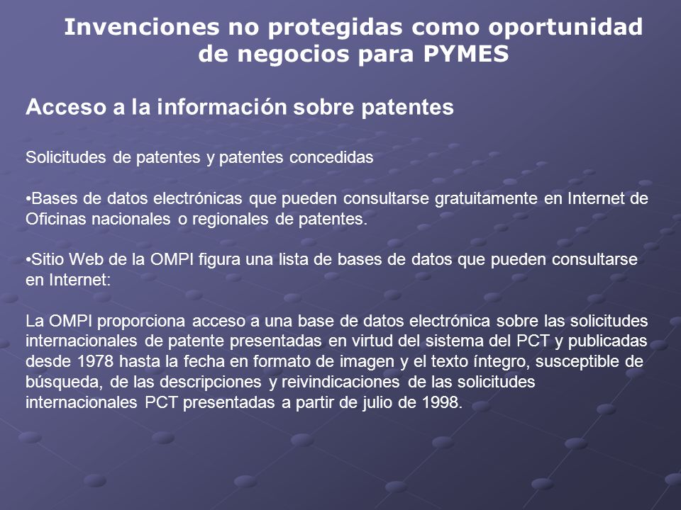 Invenciones no protegidas como oportunidad de negocios para PYMES