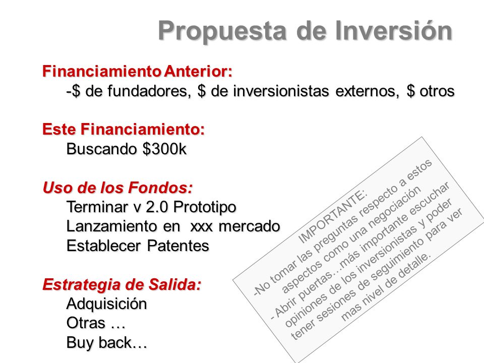 No tomar las preguntas respecto a estos aspectos como una negociación